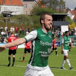 Finnur skoraði eina rúgvu av málum fyri Næstved í vár. Liðið flutti upp, og nú er Finnur til reiðar at skjóta mál fyri felagið í næstfremstu donsku deildini
(Mynd: sn.dk)