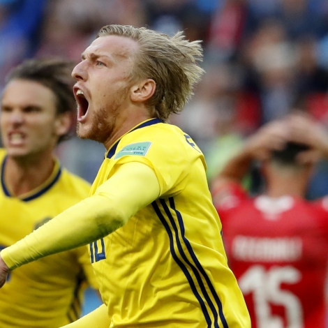 Emil Forsberg hevði seinasta svenska fótin á einasta málinum í dystinum
(Mynd: EPA)