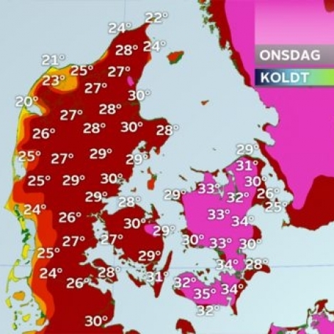 Óvanliga heitt í Danmark í morgin