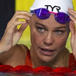 Pernille Blume aftaná 100 metrar frísvimjing hálvfinaluna (Mynd: EPA)