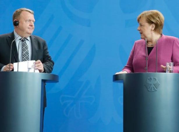 Lars Løkke Rasmussen og Angela Merkel (Mynd: Ritzau)