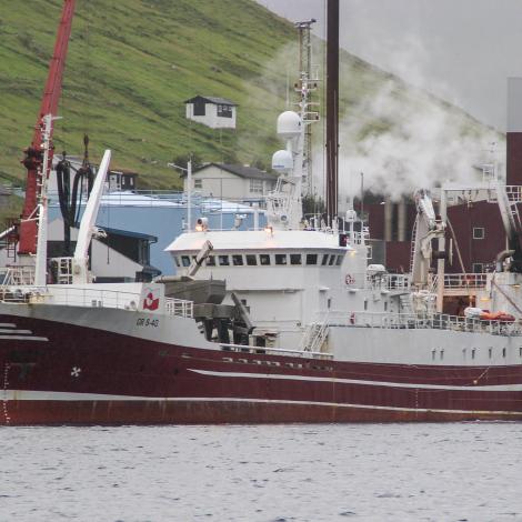 Grønlendskt uppsjóvarskip landað í Fuglafirði