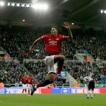 Marcus Rashford skoraði seinna málið í 2-0 sigrinum á Newcastle (Mynd: EPA)