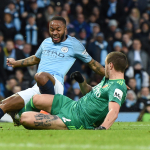 Raheem Sterling fekk hattrick uppá minni enn eitt korter í týðandi sigrinum hjá City í kvøld
(Mynd: EPA)