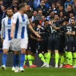 Leikarar hjá Manchester City kundu fegnast á Wembley í dag
(Mynd: EPA)