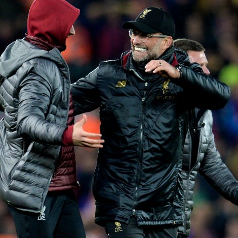 Jürgen Klopp kundi fegnast um ein fantastiskan sigur á Barcelona í gjárkvøldið, ið ger, at Liverpool er í finaluni, og hann framvegis er Mr. 100 % (Mynd: EPA)