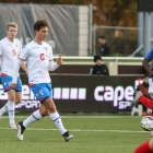 Elias í U19-landsydsti móti Fraklandi í Køge í 2019 (Mynd: Sverri Egholm)