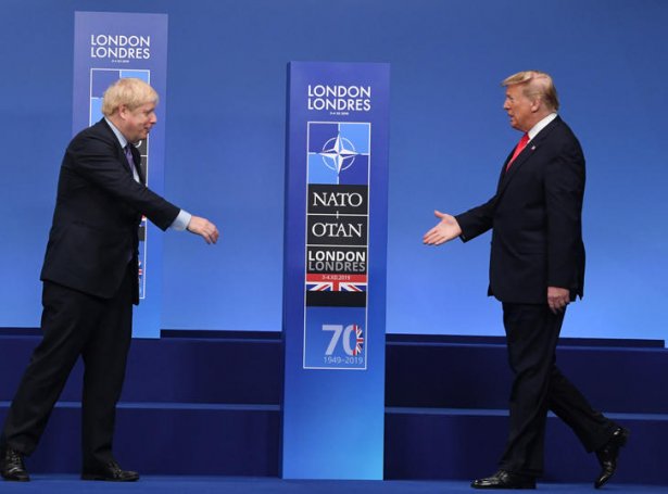 Trump og Johnson á NATO topfundinum í London fyrr í mánaðinum (Mynd: EPA)