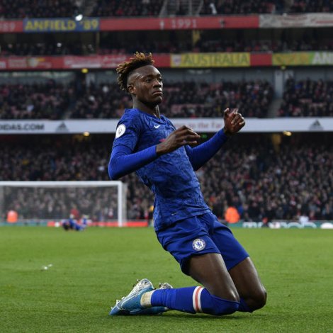 Tammy Abraham skoraði sigursmálið fyri Chealsea á Emirates í dag (Mynd: EPA)