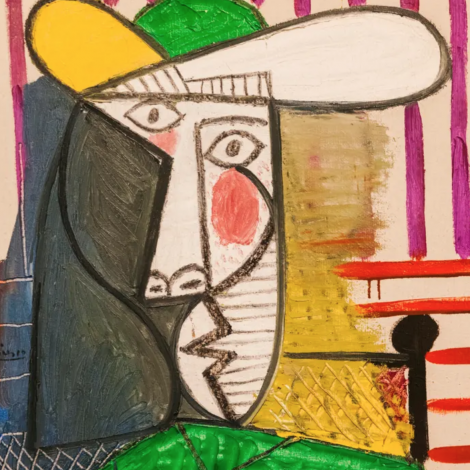 Maður leyp á Picasso málning á Tate Museum