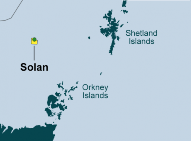 Solan oljuleiðin liggur millum Hetland og føroyska markið og er syðsta framleiðandi oljukeldan á Atlantsmótinum