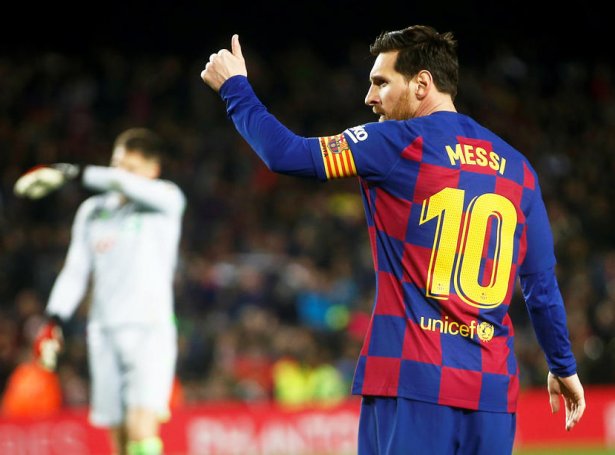 Lionel Messi skoraði eitt og legði upp til tvey mál í 4-0 sigrinum hjá Barcelona á Mallorca (Mynd: EPA)