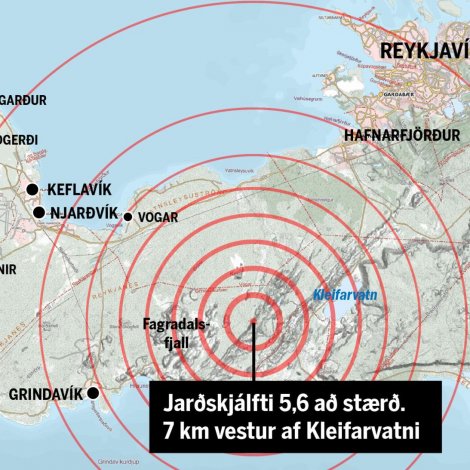 Jarðskjálvti á 5,6 rakt økið tætt við Reykjavík