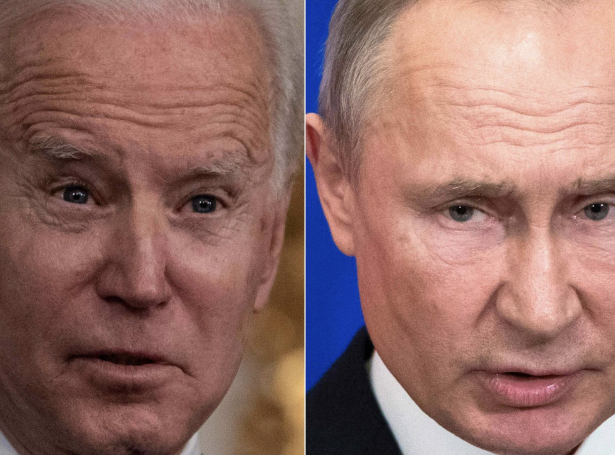 Amerikanski forsetin, Joe Biden, og russiski forsetin, Vladimir Putin (Mynd: AP)