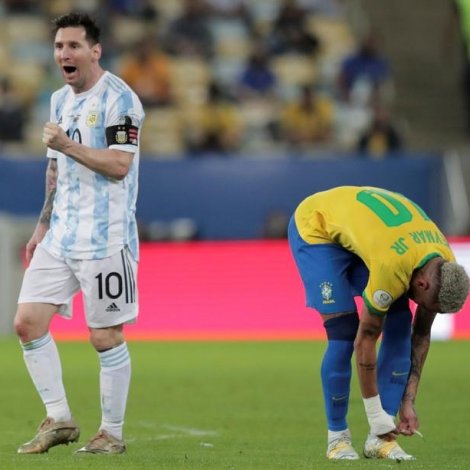 Argentina og Messi sigraðu á heimavøllinum hjá Neymar og liðfeløgunum, har HM-finalan í 2014 endaði við tapi (Mynd: EPA)