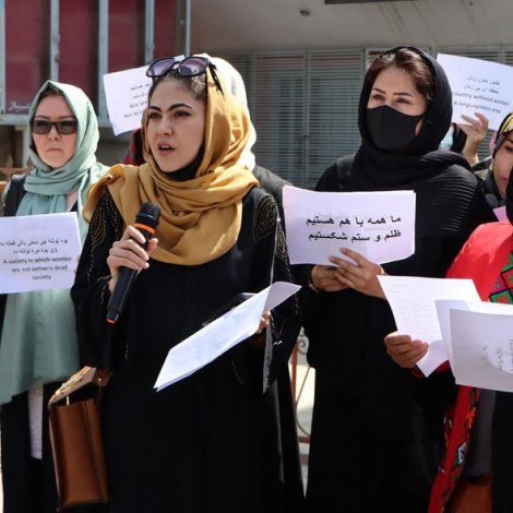 Kvinnur mótmæla í Afghanistan