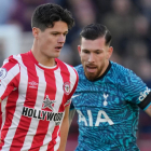 Christian Nørgaard legði upp til 2-0 málið hjá Brentford - Pierre-Emilie Højbjerg tryggjaði Tottenham javnleik (Mynd: EPA)