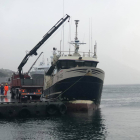 Fiskaklettur landar í Klaksvík í morgin