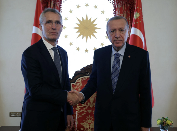 Jens Stoltenberg, Nato-aðalskrivari og Recep Tayyip Erdogan, forseti í Turkalandi (Mynd: Reuters)
