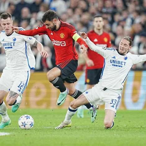 FCK vann 4-3 á Manchester United 8. november og hevur harvið fyrimunin í stríðnum um 2. plássið. Galatasaray hevur tað eisini í egnum hondum (Mynd: EPA)