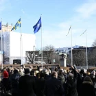 Nato-flaggið í húnar hátt í Stockholm