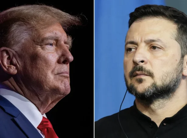 Donald Trump, republikanskt forsetavalevni, og Volodymyr Zelenskyj, forseti í Ukraina (Mynd: Getty Images)