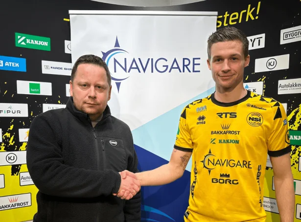 Michal Przybylski skoraði einsamalla málið í dystinum millum NSÍ og Víkingi og tryggjaði harvið teimum gulklødu trý stig (Mynd. Nes Sóknar Ítróttafelag)