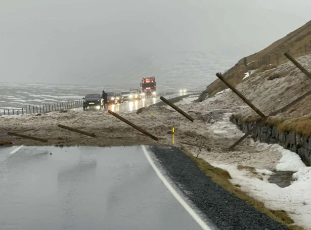 Soleiðis sá út á Vatnavegnum fyrr í dag (Mynd: Jn.fo)