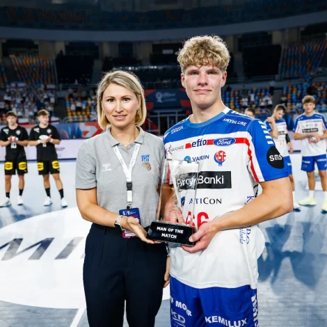 Magnus Árason, her valdur til dagsins leikari eftir ein HM-dyst fyri U-19 landsliðið (Mynd: IHF/Kollektiff)