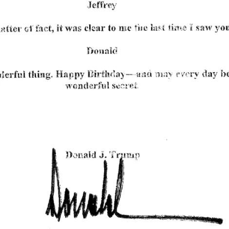 Er hetta heilsanin frá Trump til Epstein?
