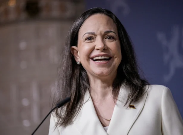 María Corina Machado fekk friðarheiðursløn Nobels í desember (Mynd: EPA)