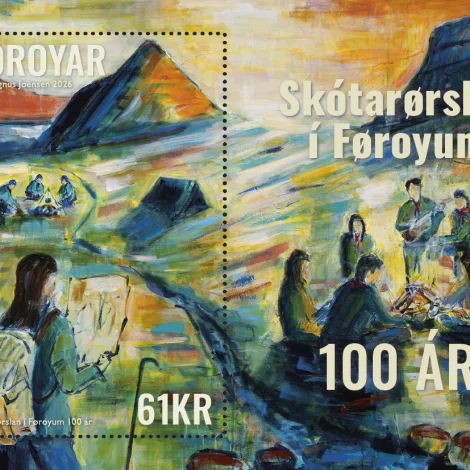 Nýtt frímerki - Skótarørslan í Føroyum 100 ár