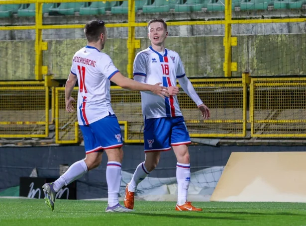 Petur Knudsen skoraði sigursmálið, tá Føroyar í novembur í fjør vunnu 1-0 á Kasakstan - Mynd: Hans Erik Danielsen