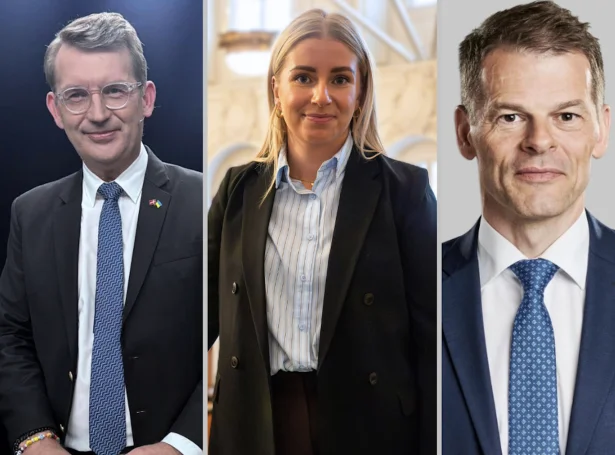 Troels Lund Poulsen, formaður í Vinstra, Anna Falkenberg, fólkatingskvinna fyri Sambandsflokkin, og Bárður á Steig Nielsen, formaður í Sambandsflokkinum