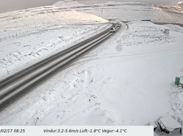 Gøtueiði í morgun (Vevmynd: Landsverk)