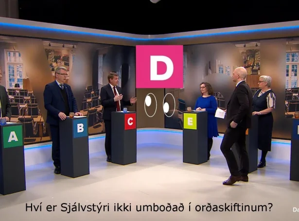Sámal Petur i Grund var ikki boðin í sjónvarpsstovuna í Sortudýki - formaður Sjálvstýrisins var tó í útvarpstíðindunum stutt áðrenn, har hann slapp at leggja onkrar politiskar ætlanir fram (Mynd: Sjálvstýri)