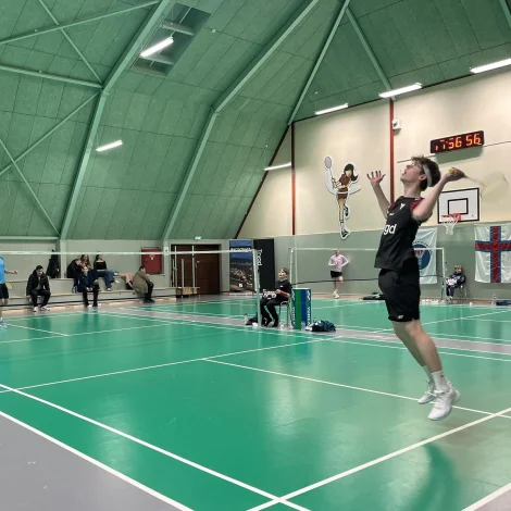 Christian Berg Petersen (HBF) er aftur í ár í finaluni hjá monnum (Mynd: Badmintonsamband Føroya)