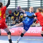 Marita Mortensen í síðsta EM-undankappingardystinum (Mynd: Sverri Egholm)