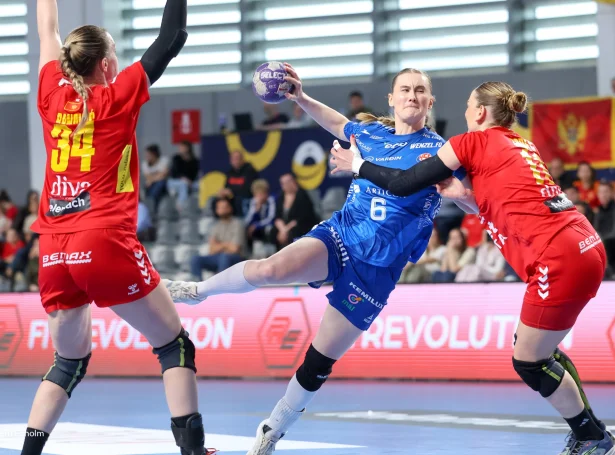 Marita Mortensen í síðsta EM-undankappingardystinum (Mynd: Sverri Egholm)