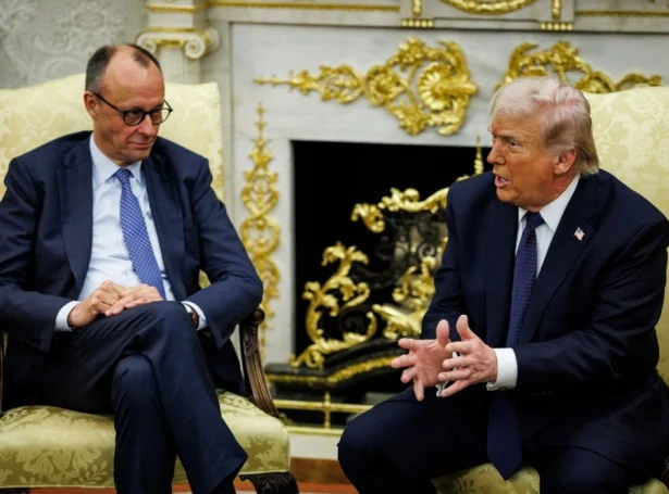 Týski samveldiskanslarin, Friedrich Merz á vitjan hjá amerikanska forsetanum, Donald Trump í Hvítu Húsunum í mars (Mynd: EPA)