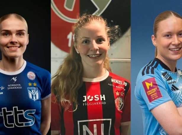 Tórunn Højgaard Joensen, Julia Naomi Mortensen og Jensa Tórolvsdóttir eru í uppskoti at vera kosin besti spælari í mars-apríl 2026 - Mynd: www.FSF.fo