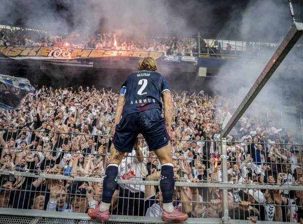 Meistarafagnaður í Brøndby - hjá AGF'arunum (Mynd: Mads Claus Rasmussen/Ritzau Scanpix)