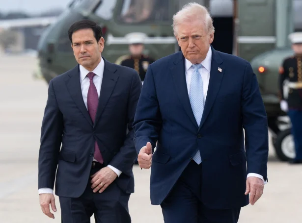Amerikanski uttanríkismálaráðharrin, Marco Rubio og amerikanski forsetin, Donald Trump (Mynd: Saul Loeb/AFP/Ritzau Scanpix)