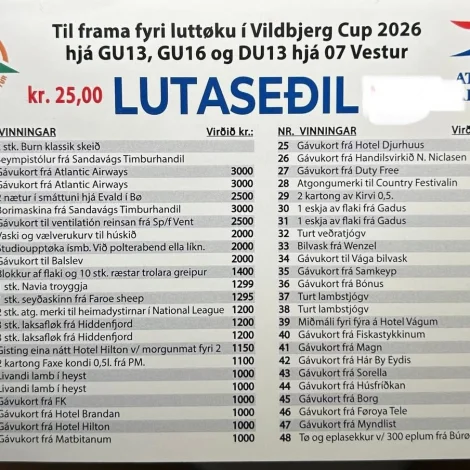 Vinnaratølini til lutaseðlarnar hjá 07 Vestur