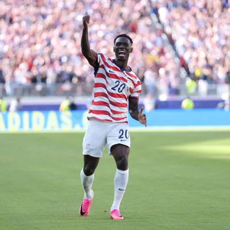 Folarin Balogun skoraði fyri triðju ferð í HM, men vandamikli áleyparin hjá USA noyðist at sita uttanfyri í 1/8-finaluni móti Belgia (Mynd: Jamie Squire/AFP/Ritzau Scanpix)