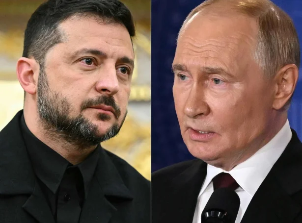 Ukrainski forsetin, Volodymyr Zelenskyj og russiski forsetin, Vladimir Putin (Myndir: Andrew Caballero-Reynolds Mandel Ngan/AFP/Ritzau Scanpix)
