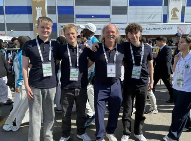 Føroyska liðið undan dystinum í gjár: Lutjen Akselson Spol, Jón í Horni Nielsen, John Rødgaard og Elias Petersen (MYnd: TSF)
